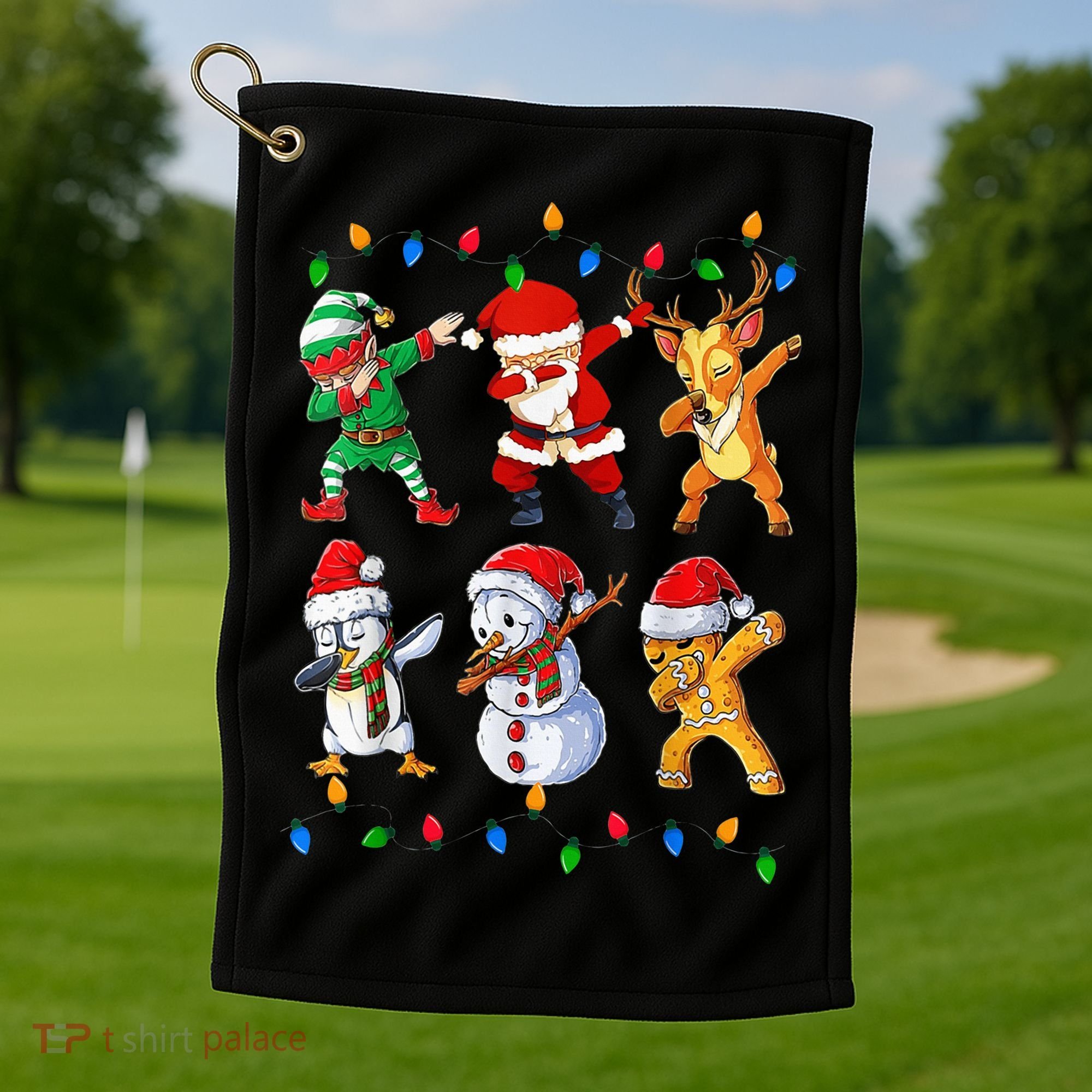Dabbing Santa Elf Friends Christmas Funny Xmas Dab Golf Towel