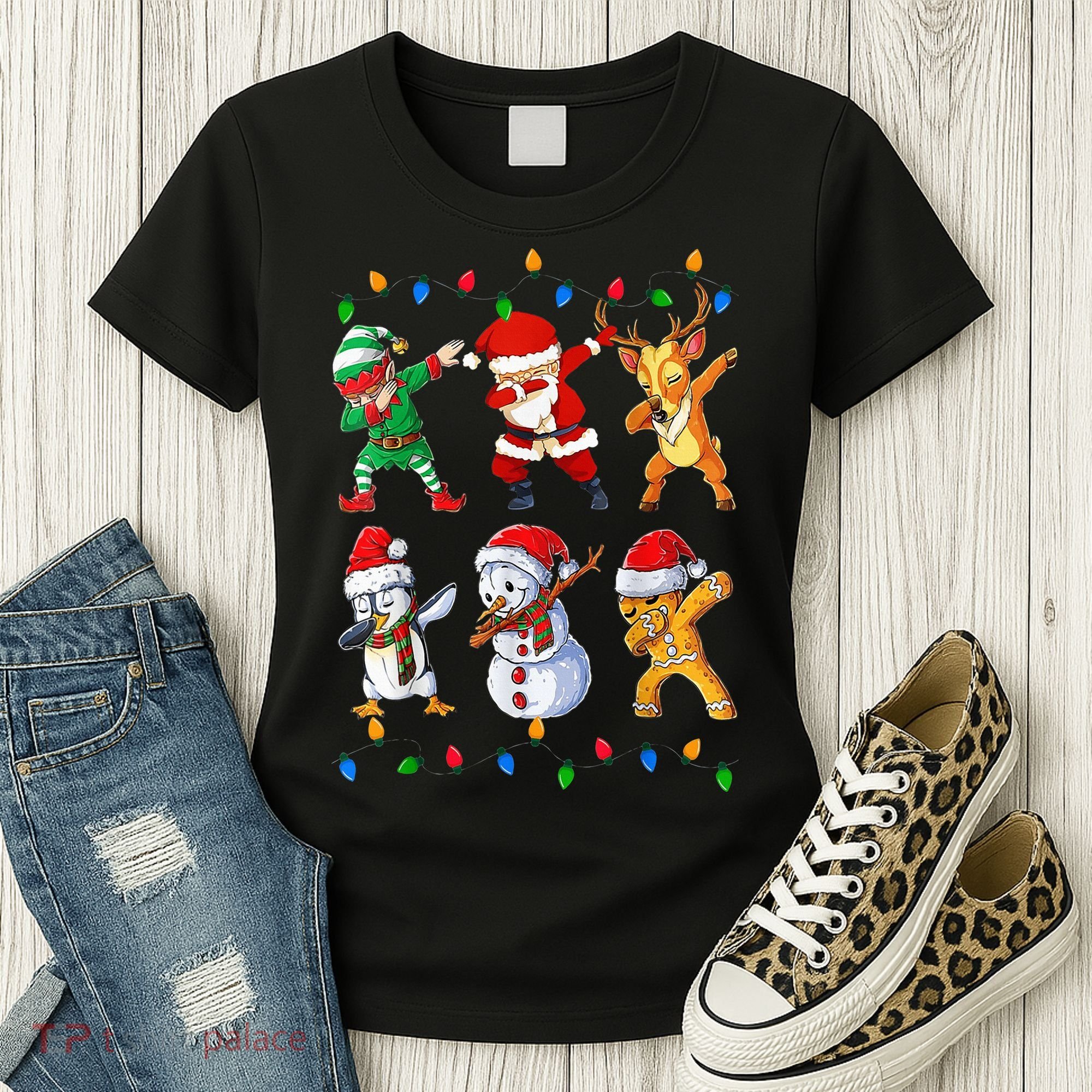 Dabbing Santa Elf Friends Christmas Funny Xmas Dab Women's T-Shirt
