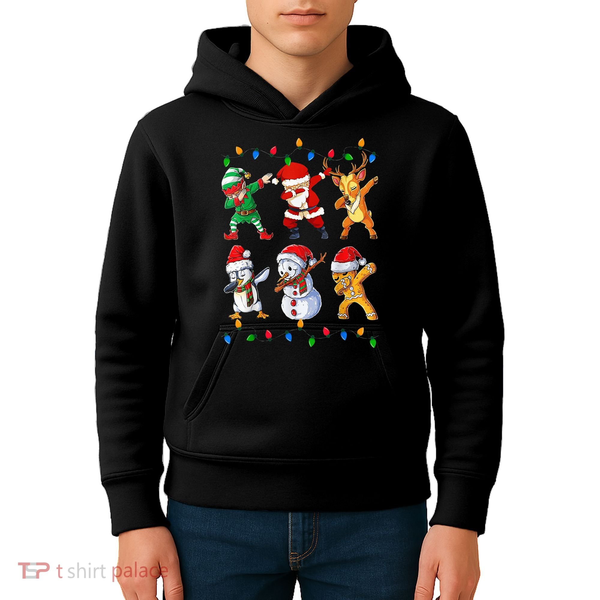 Dabbing Santa Elf Friends Christmas Funny Xmas Dab Kids Hoodie