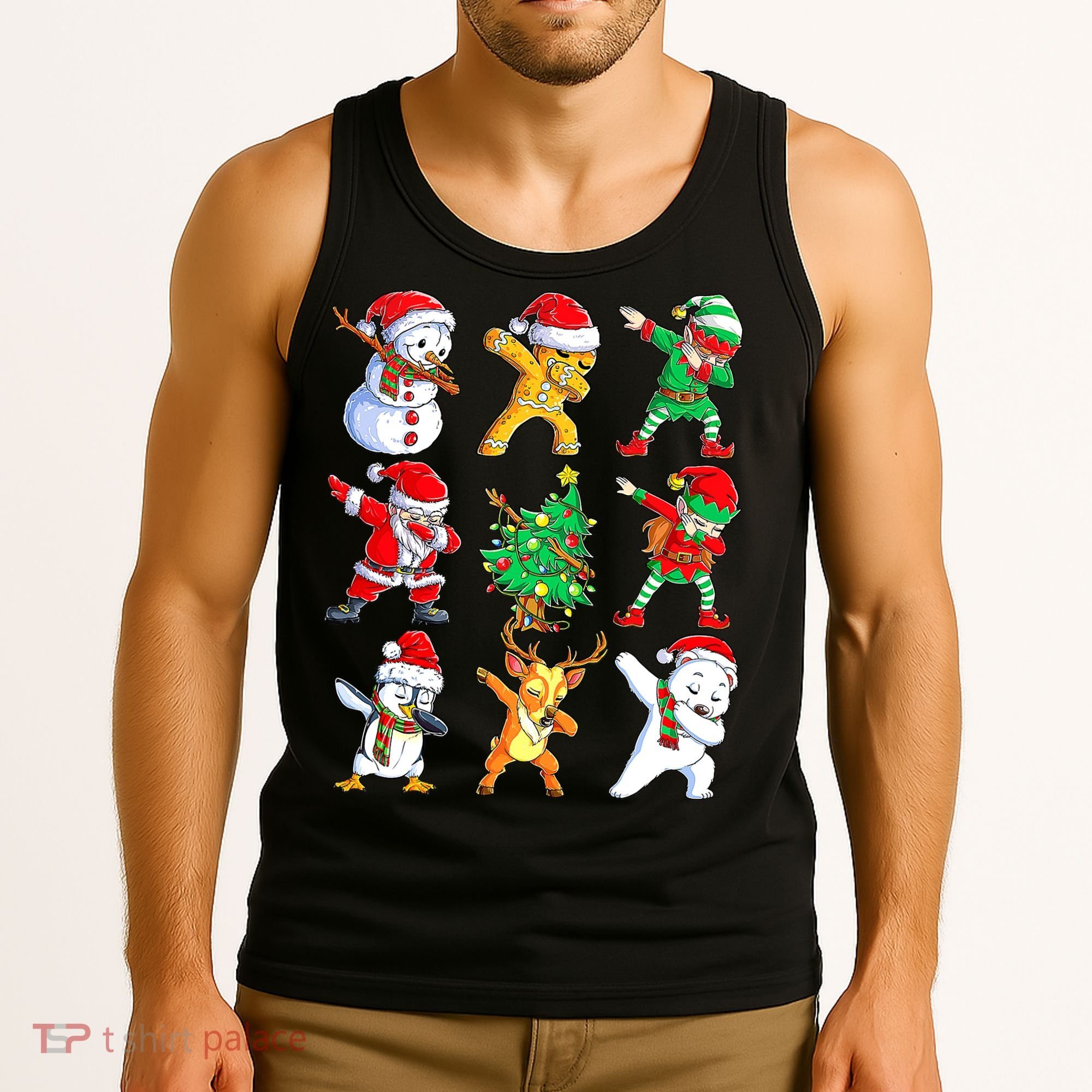 Dabbing Santa Elf Friends Ugly Xmas Sweater Dab Boys Tank Top