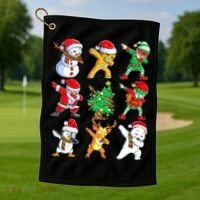 Dabbing Santa Elf Friends Ugly Xmas Sweater Dab Boys Golf Towel thumb 1