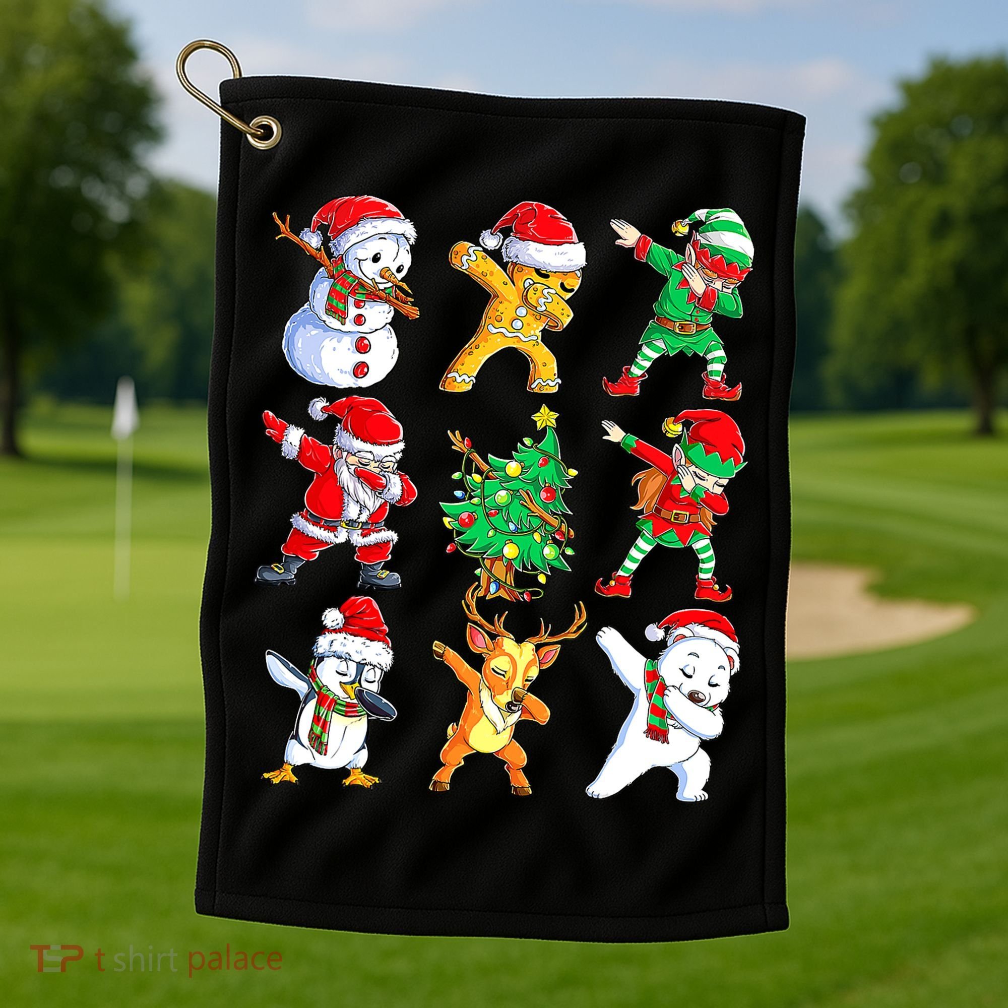 Dabbing Santa Elf Friends Ugly Xmas Sweater Dab Boys Golf Towel