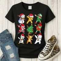 Dabbing Santa Elf Friends Ugly Xmas Sweater Dab Boys Women's T-Shirt thumb 3