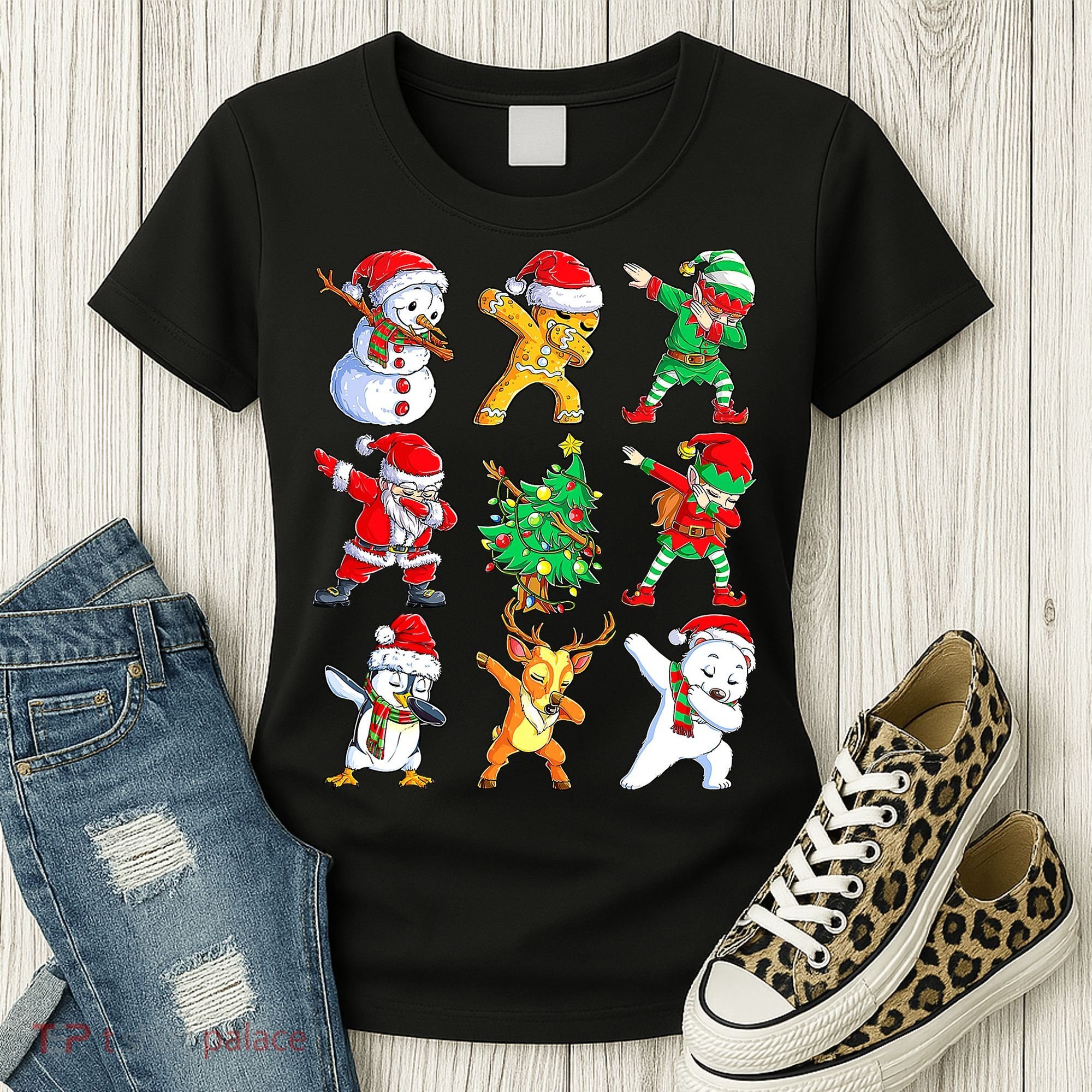 Dabbing Santa Elf Friends Ugly Xmas Sweater Dab Boys Women's T-Shirt