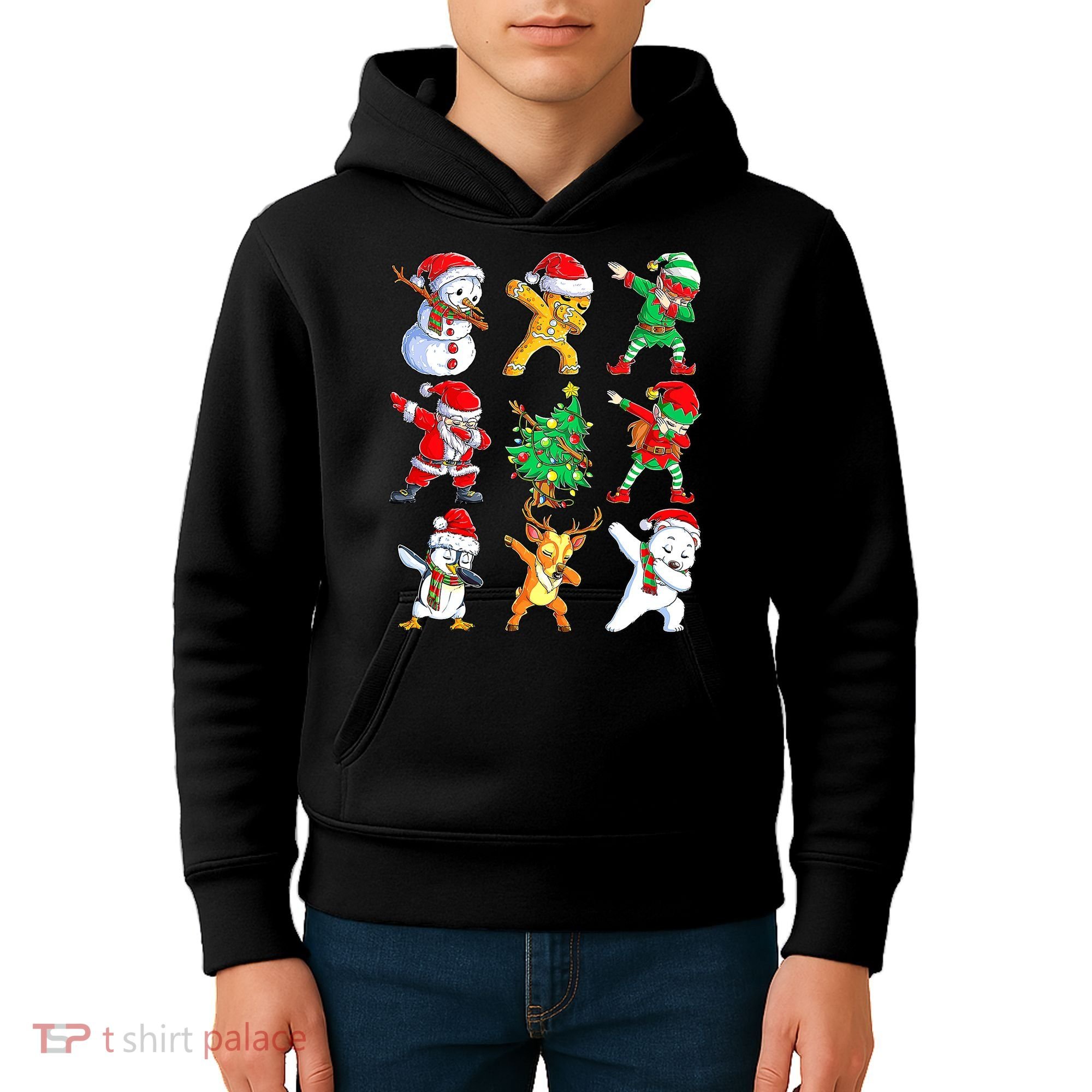 Dabbing Santa Elf Friends Ugly Xmas Sweater Dab Boys Kids Hoodie