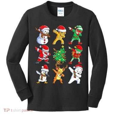 Dabbing Santa Elf Friends Ugly Xmas Sweater Dab Boys Kids Long Sleeve Shirt