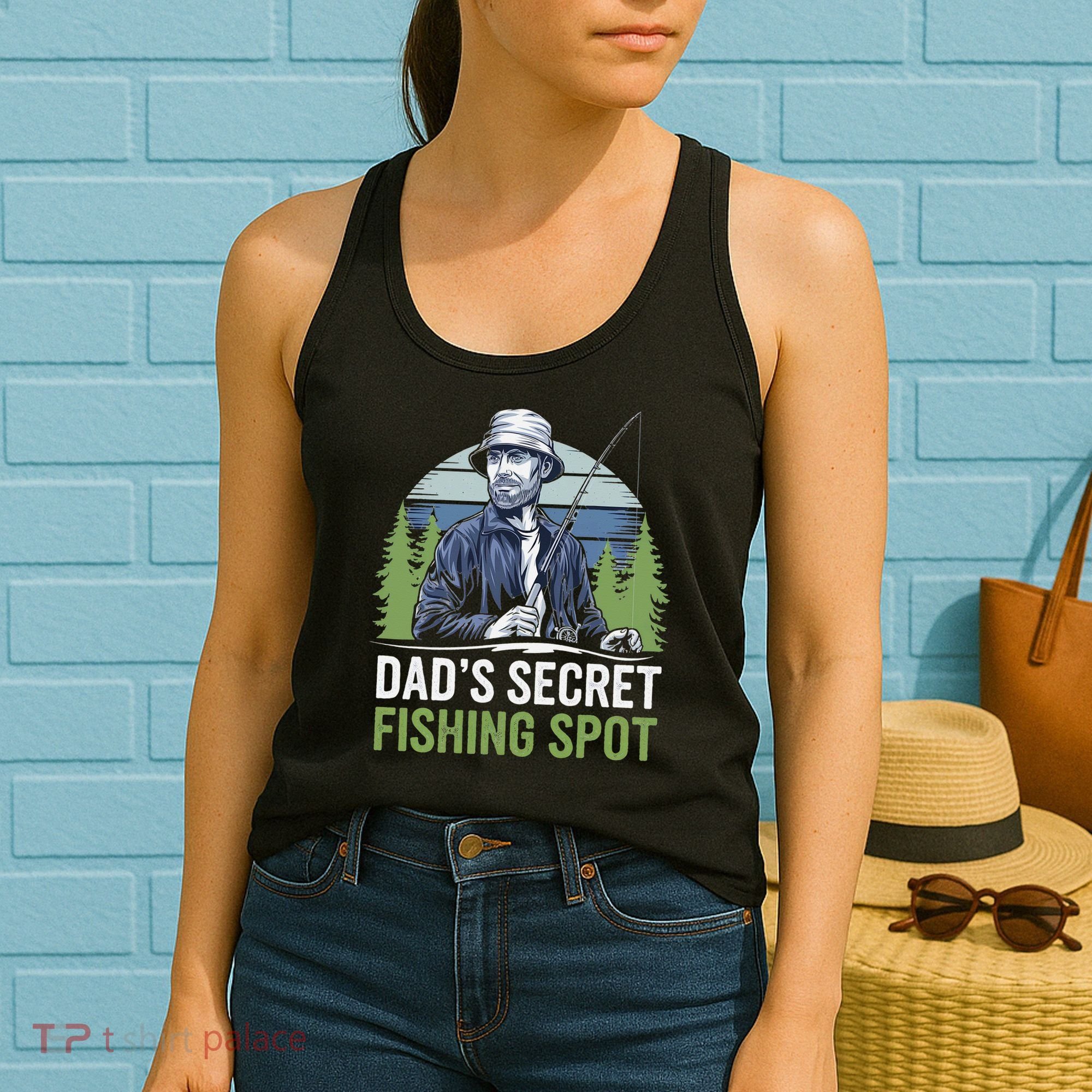 Dads Secret Fishing Spot Funny Fathers Day Fish Lover Women's Tank Top
