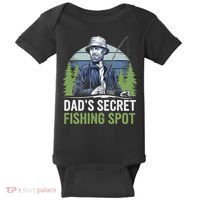 Dads Secret Fishing Spot Funny Fathers Day Fish Lover Baby Bodysuit thumb 0