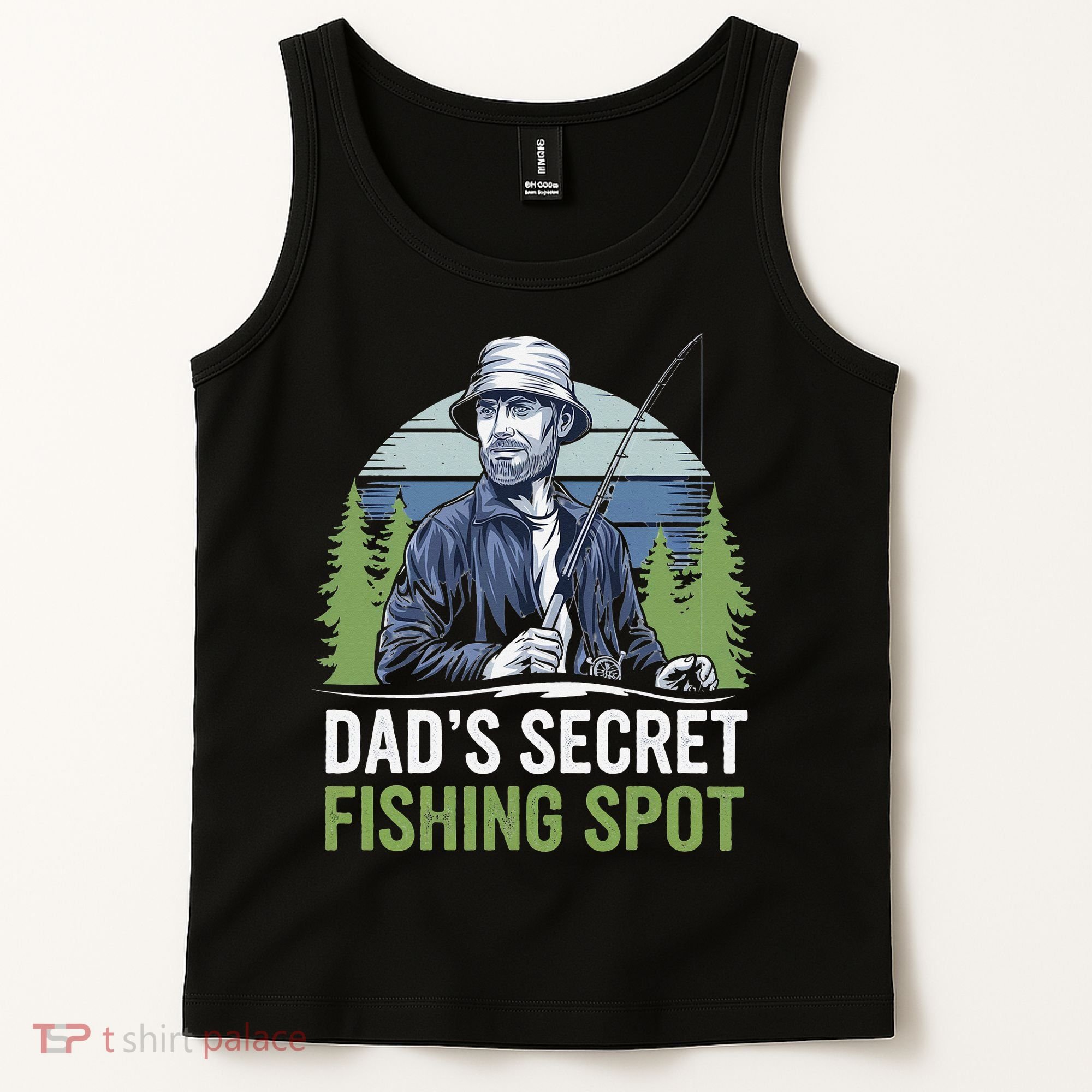 Dads Secret Fishing Spot Funny Fathers Day Fish Lover Tank Top
