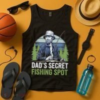 Dads Secret Fishing Spot Funny Fathers Day Fish Lover Tank Top thumb 4