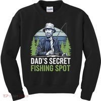Dads Secret Fishing Spot Funny Fathers Day Fish Lover Kids Sweatshirt thumb 0