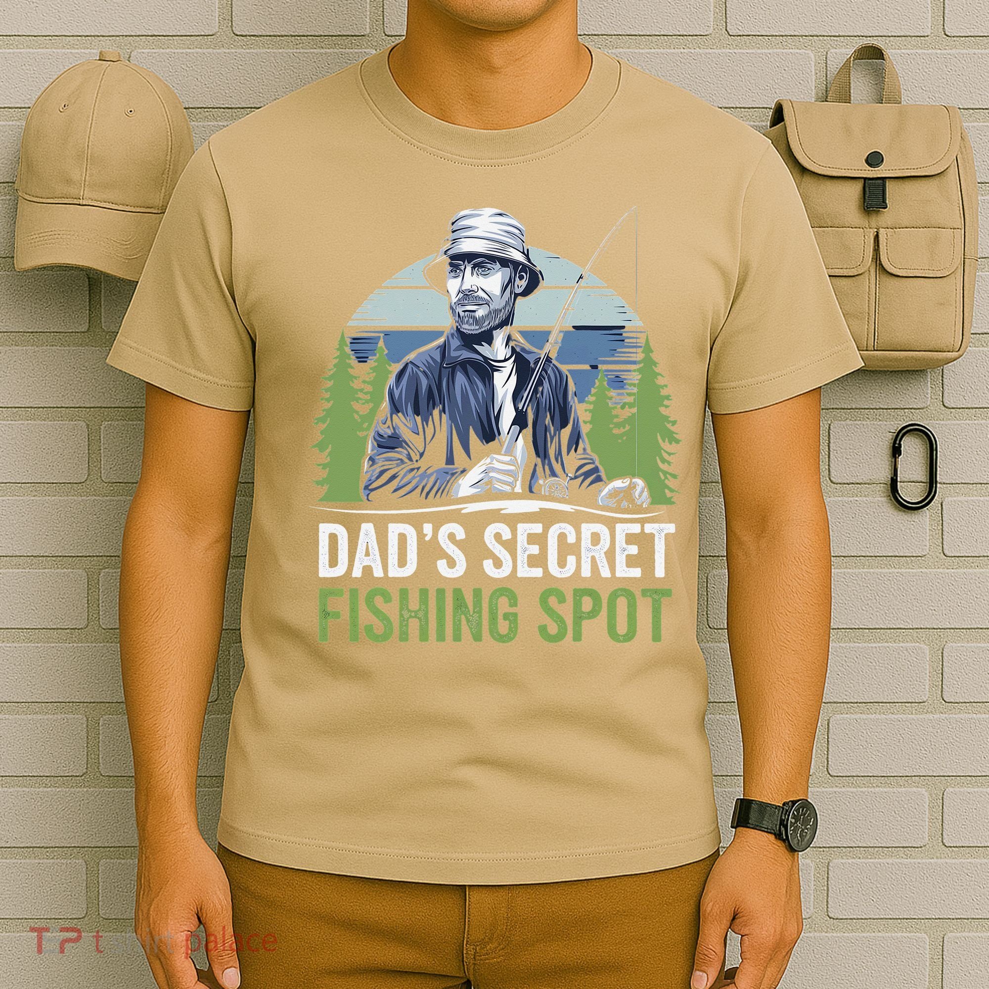 Dads Secret Fishing Spot Funny Fathers Day Fish Lover T-Shirt