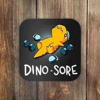 Dino Sore Funny Dinosaur Workout Gym Lifting Fitness Coaster thumb 0