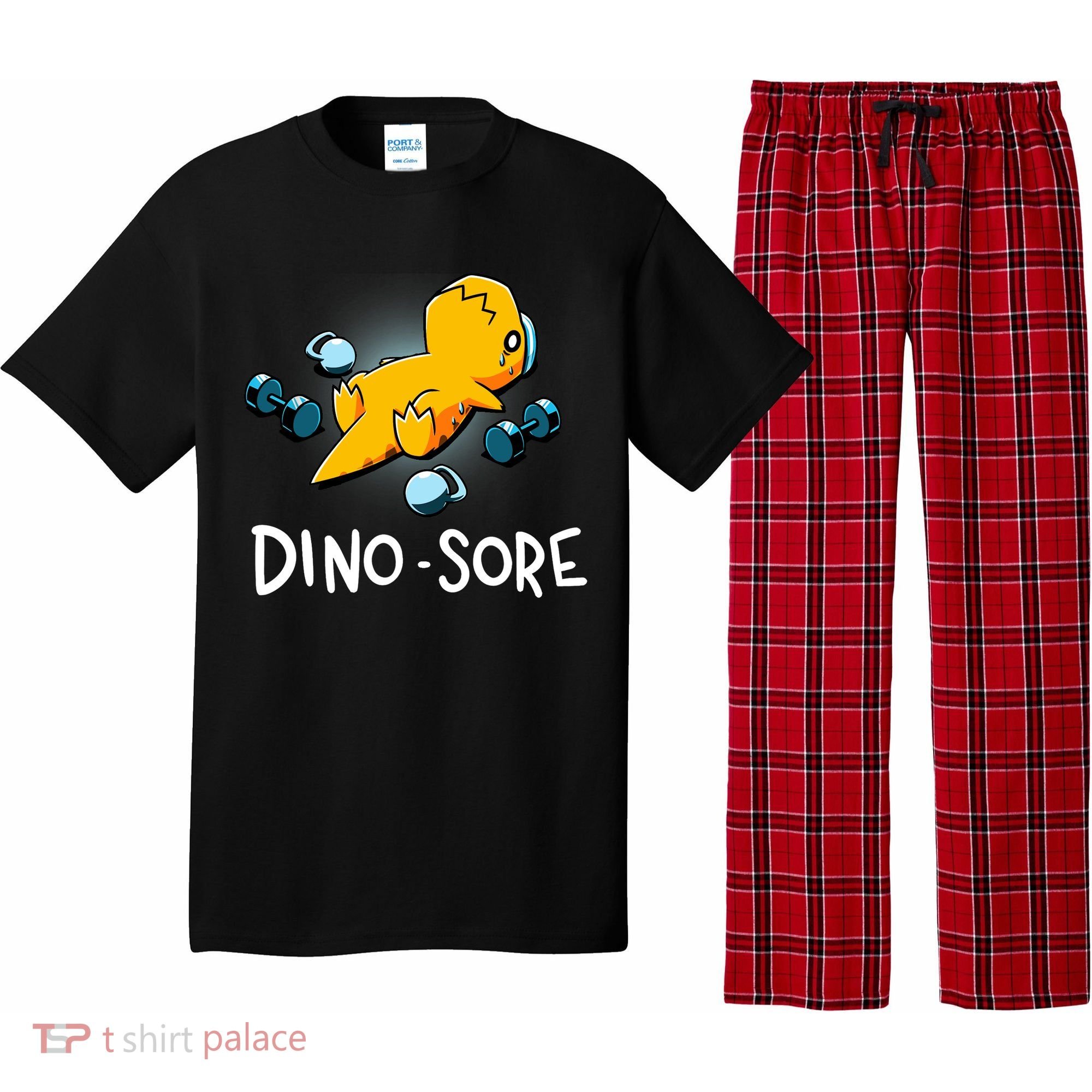 Dino Sore Funny Dinosaur Workout Gym Lifting Fitness Pajama Set