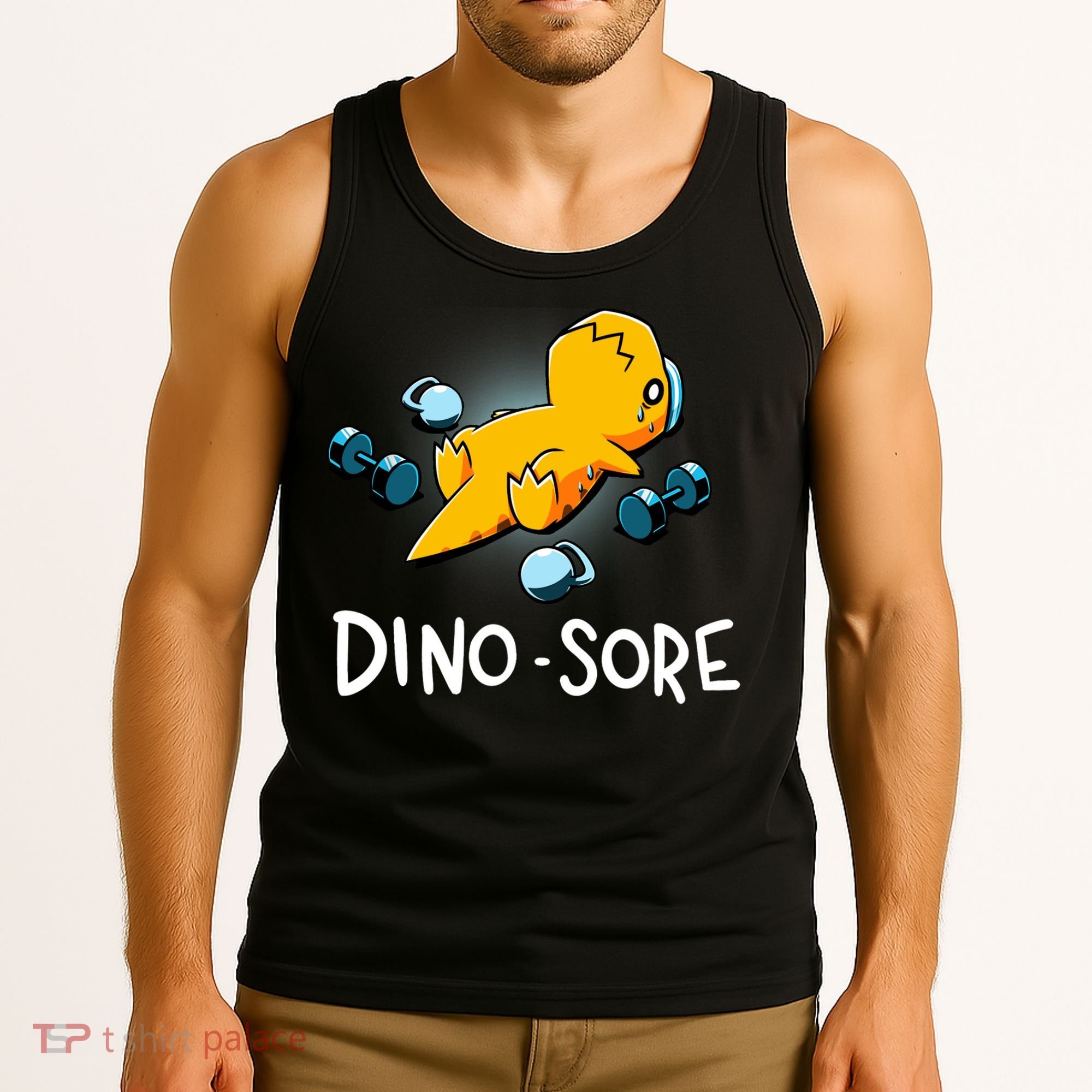 Dino Sore Funny Dinosaur Workout Gym Lifting Fitness Tank Top