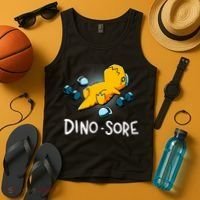 Dino Sore Funny Dinosaur Workout Gym Lifting Fitness Tank Top thumb 4