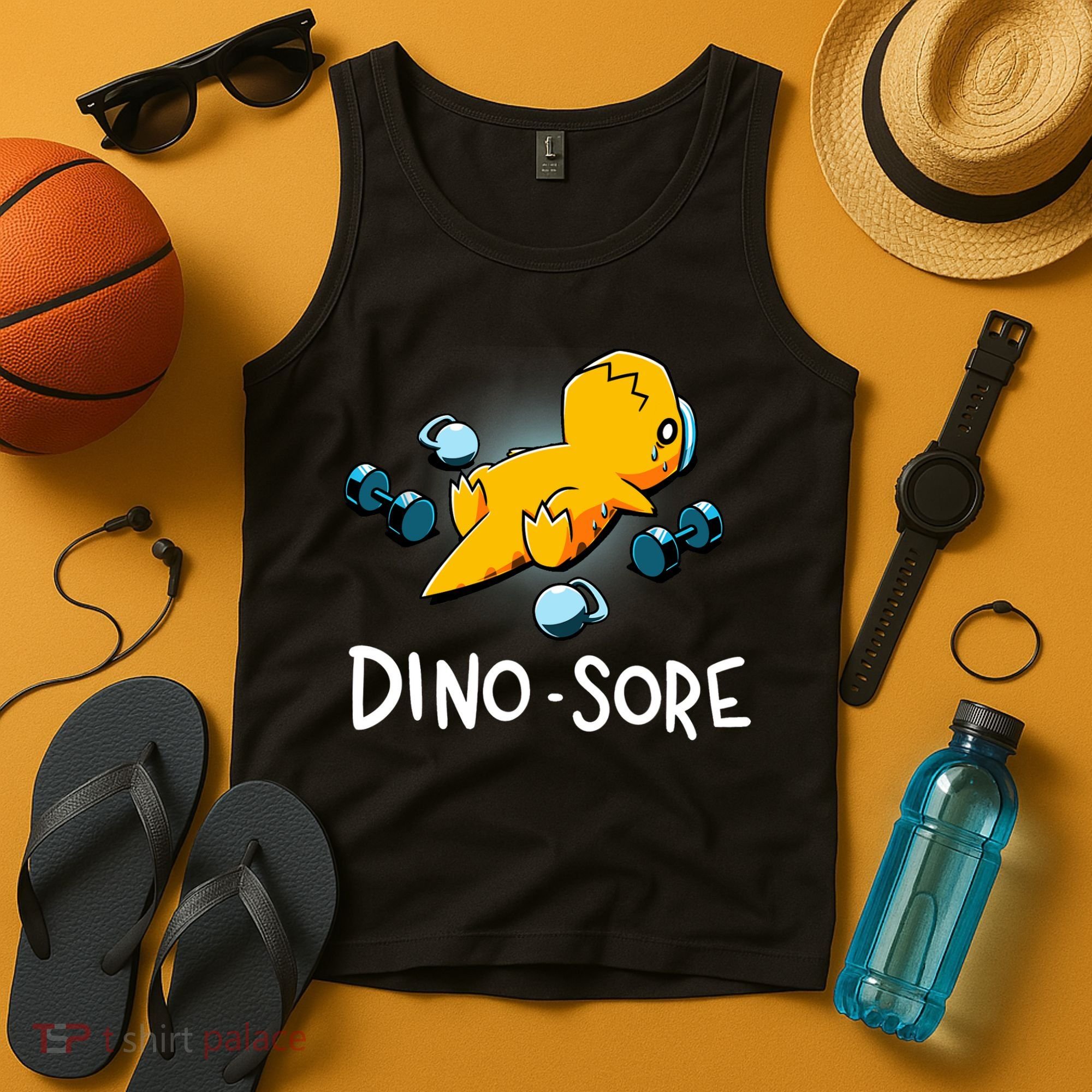 Dino Sore Funny Dinosaur Workout Gym Lifting Fitness Tank Top