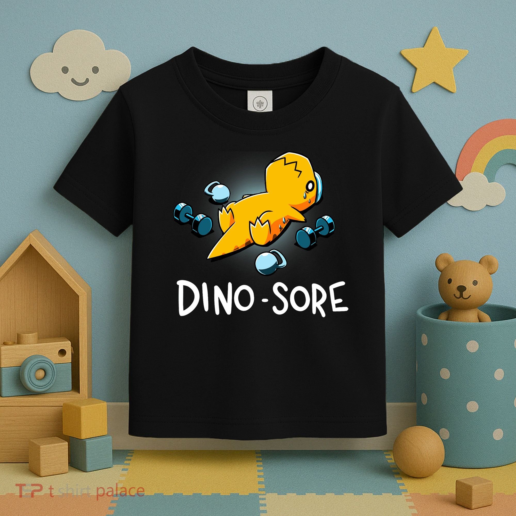Dino Sore Funny Dinosaur Workout Gym Lifting Fitness Toddler T-Shirt