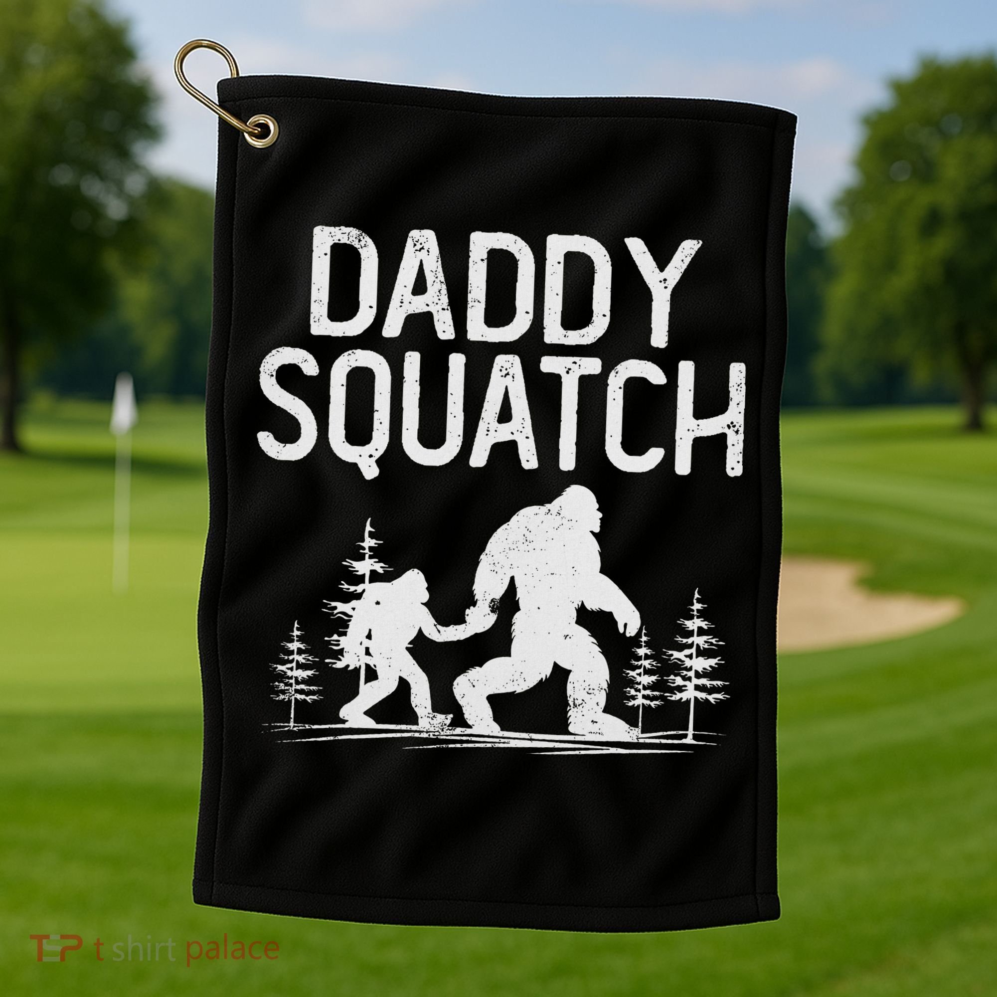 Daddy Squatch Funny Bigfoot Daddy Dad Father's Day Golf Towel