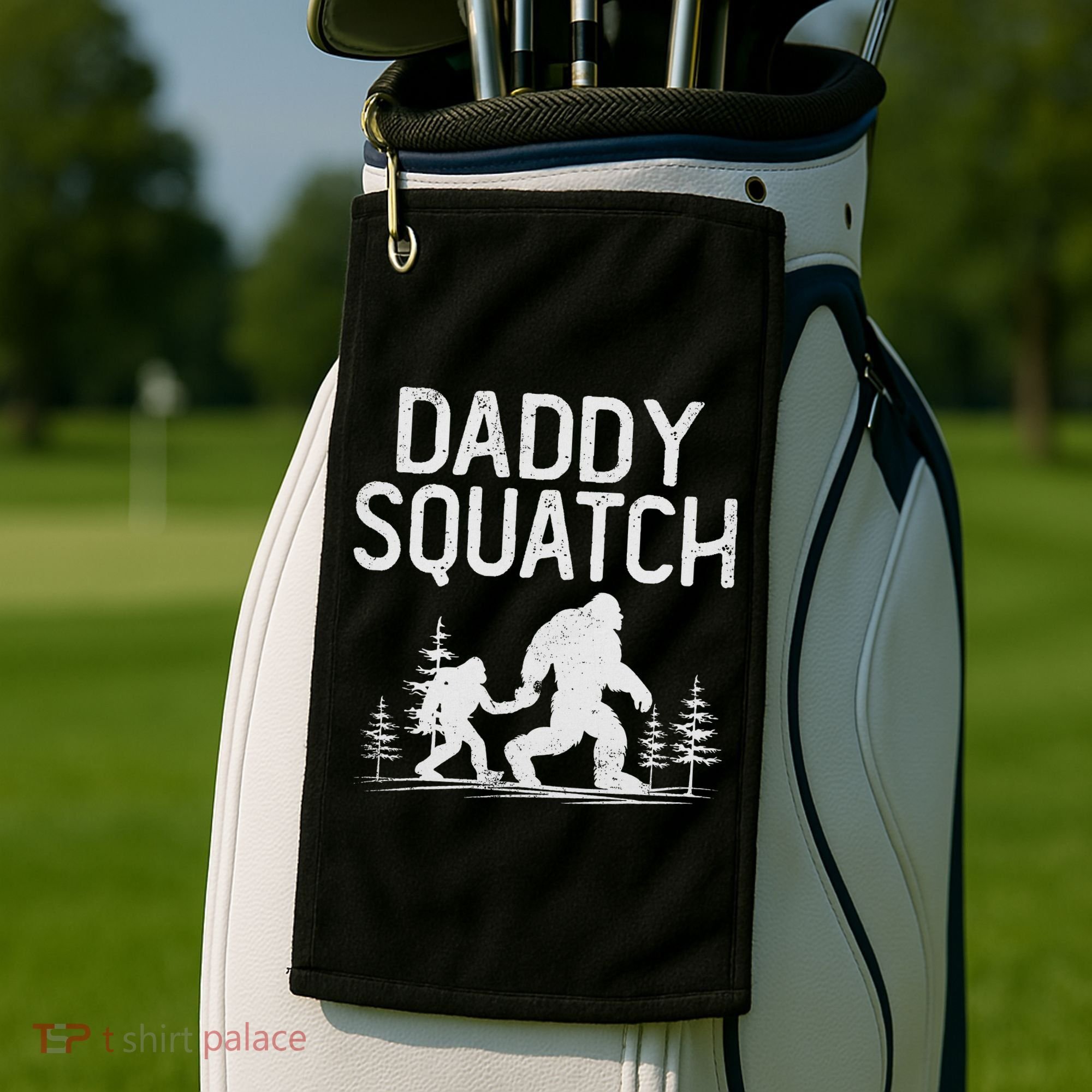 Daddy Squatch Funny Bigfoot Daddy Dad Father's Day Golf Towel