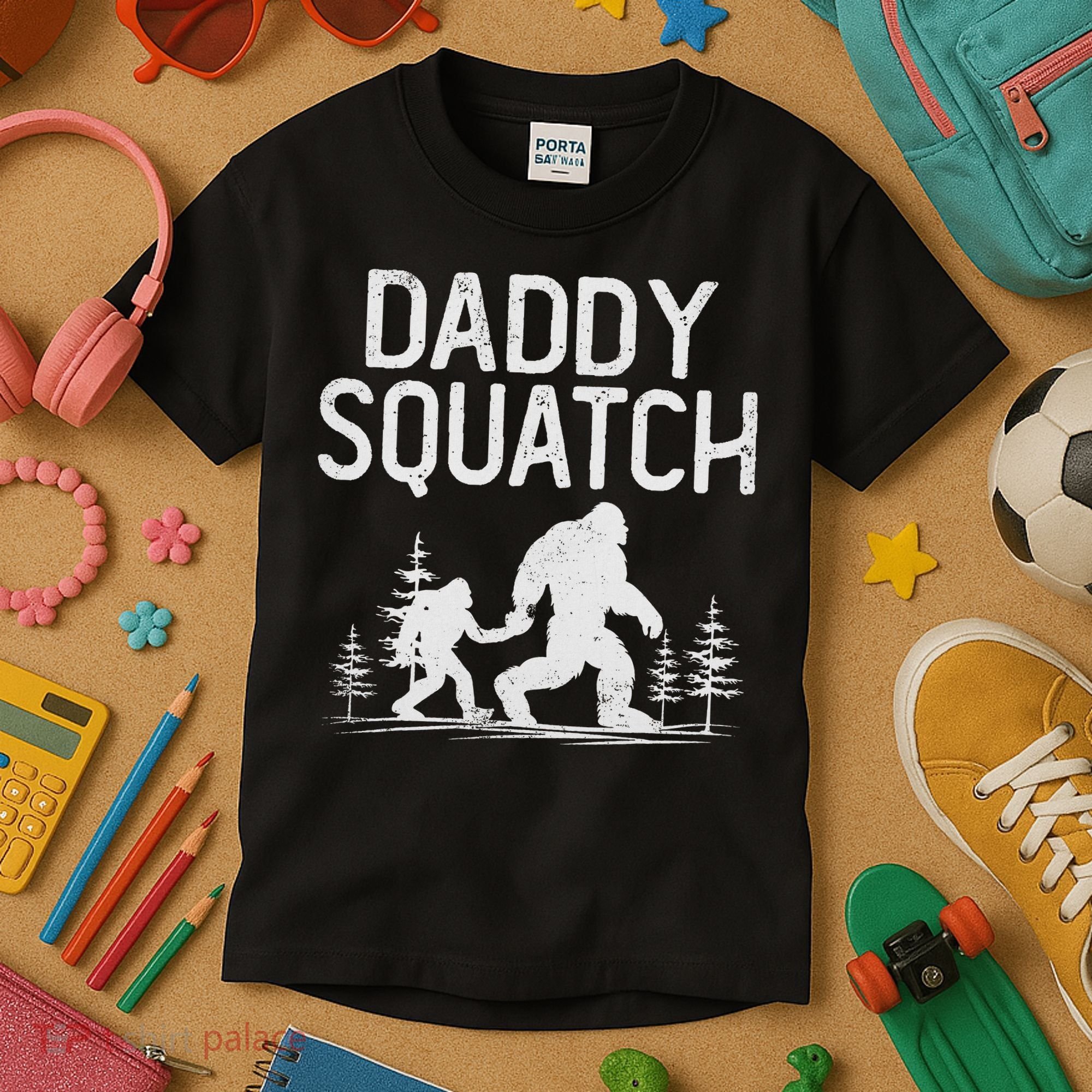 Daddy Squatch Funny Bigfoot Daddy Dad Father's Day Kids T-Shirt