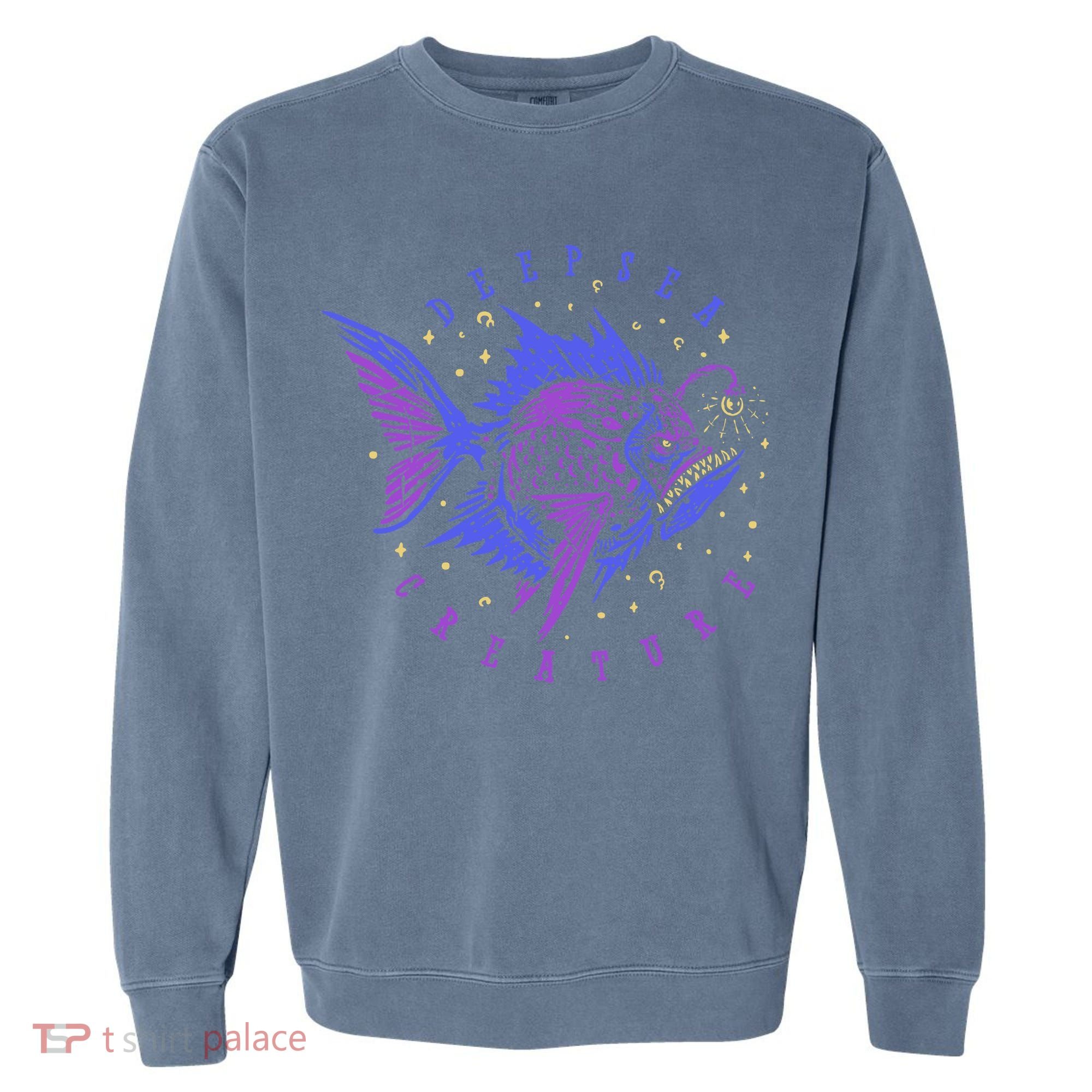 Deep Sea Fish Creature Garment-Dyed Sweatshirt