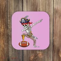 Dab Skeleton Funny Dabbing Skeleton Pirate Football Coaster thumb 0