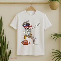 Dab Skeleton Funny Dabbing Skeleton Pirate Football T-Shirt thumb 2