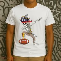 Dab Skeleton Funny Dabbing Skeleton Pirate Football T-Shirt thumb 3