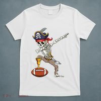 Dab Skeleton Funny Dabbing Skeleton Pirate Football T-Shirt thumb 5