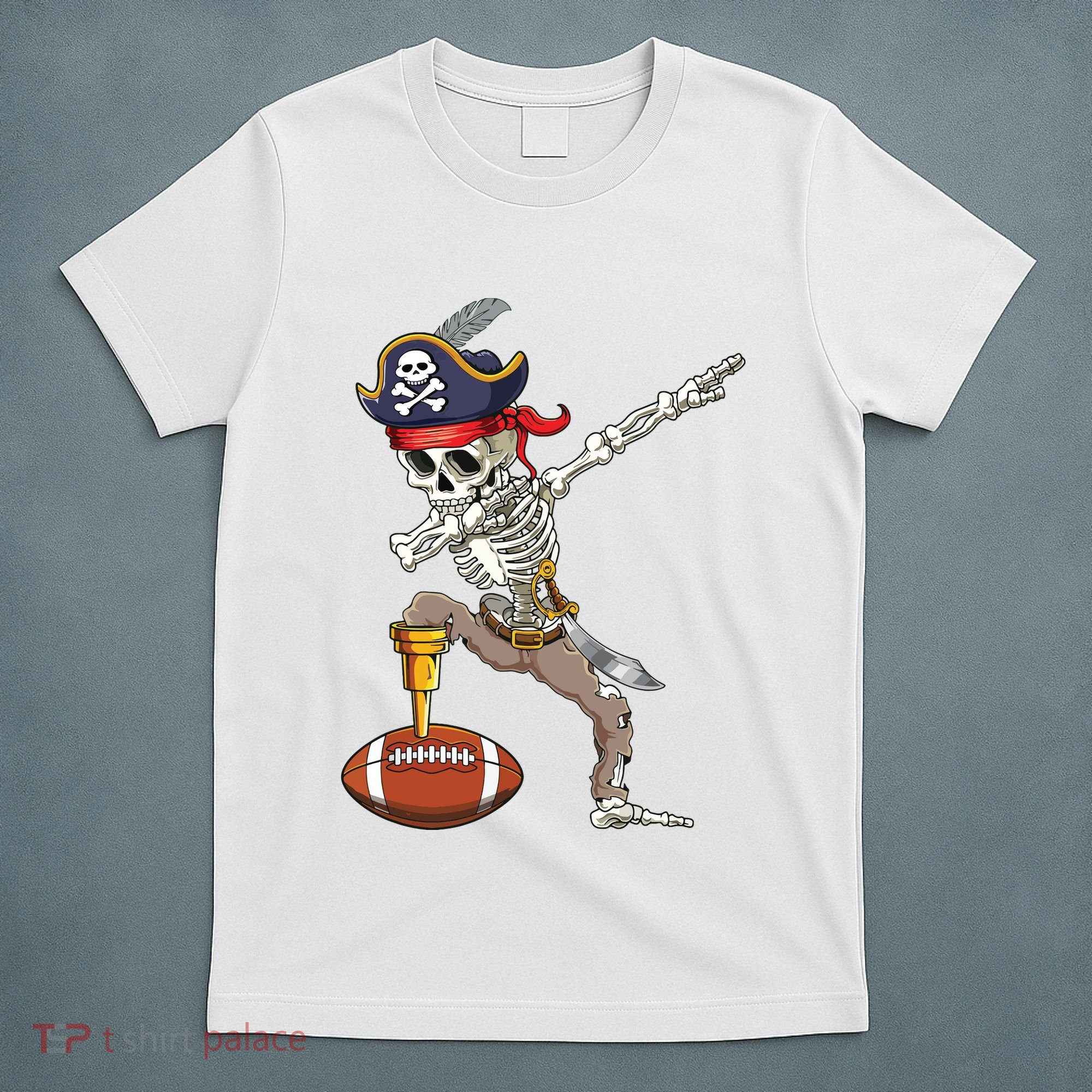 Dab Skeleton Funny Dabbing Skeleton Pirate Football T-Shirt