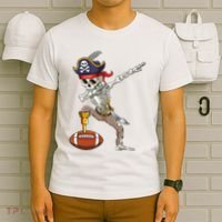 Dab Skeleton Funny Dabbing Skeleton Pirate Football T-Shirt thumb 6