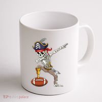 Dab Skeleton Funny Dabbing Skeleton Pirate Football Coffee Mug thumb 1