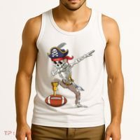 Dab Skeleton Funny Dabbing Skeleton Pirate Football Tank Top thumb 3