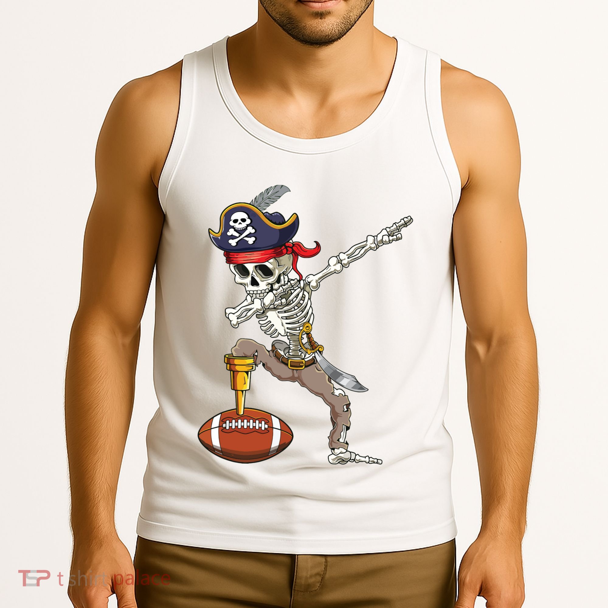 Dab Skeleton Funny Dabbing Skeleton Pirate Football Tank Top