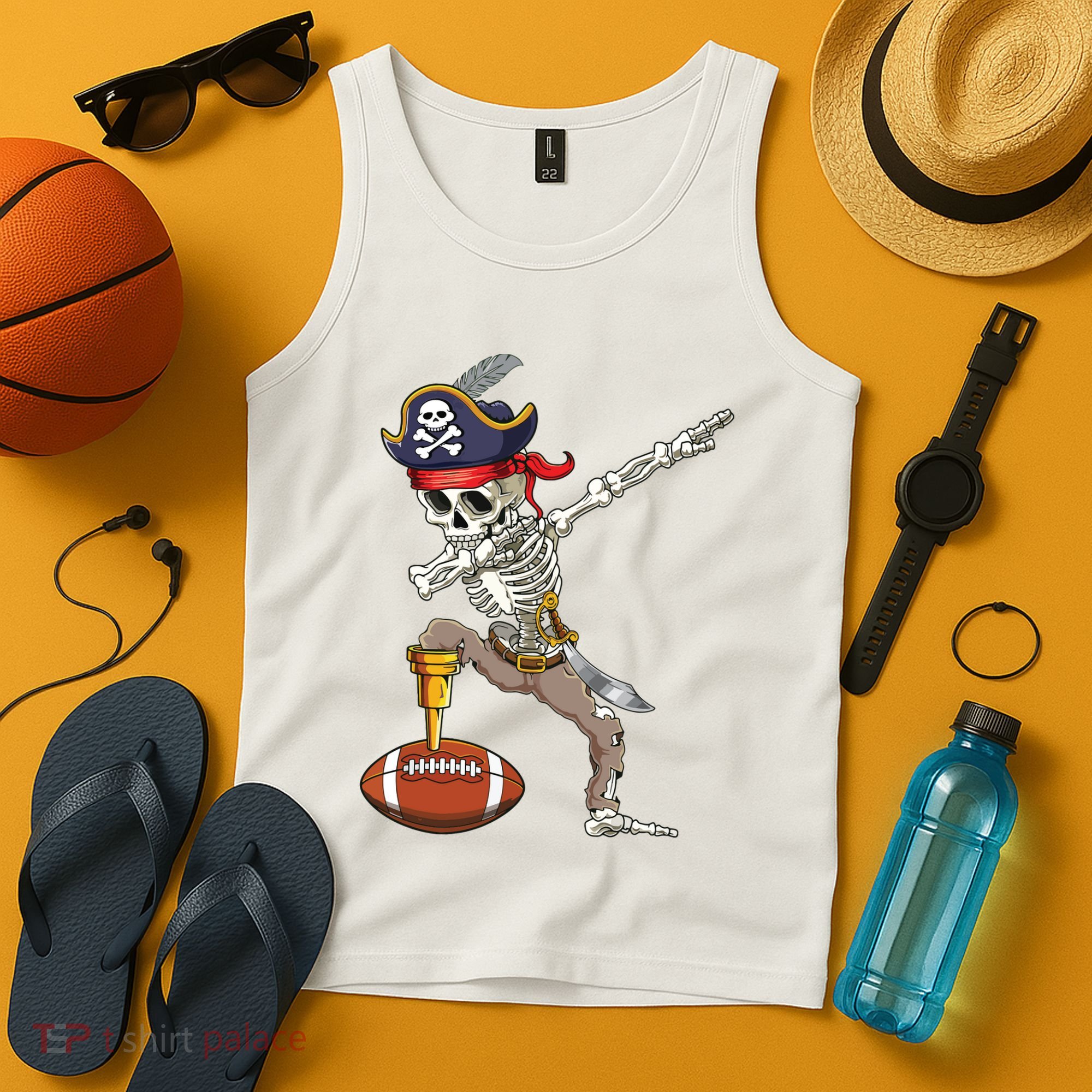 Dab Skeleton Funny Dabbing Skeleton Pirate Football Tank Top