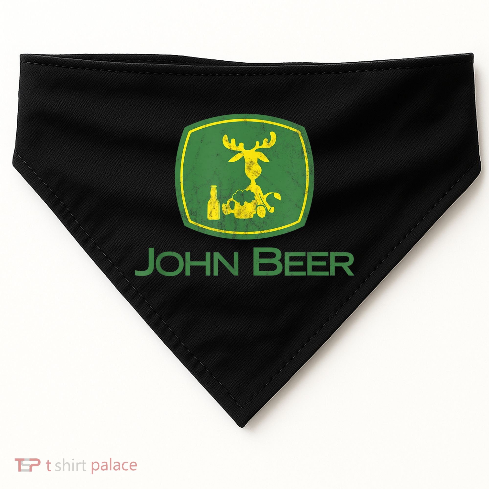 Distressed S Funny Tractor John Beer Deer Farmer USA-Made Doggie Bandana