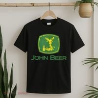 Distressed S Funny Tractor John Beer Deer Farmer T-Shirt thumb 2