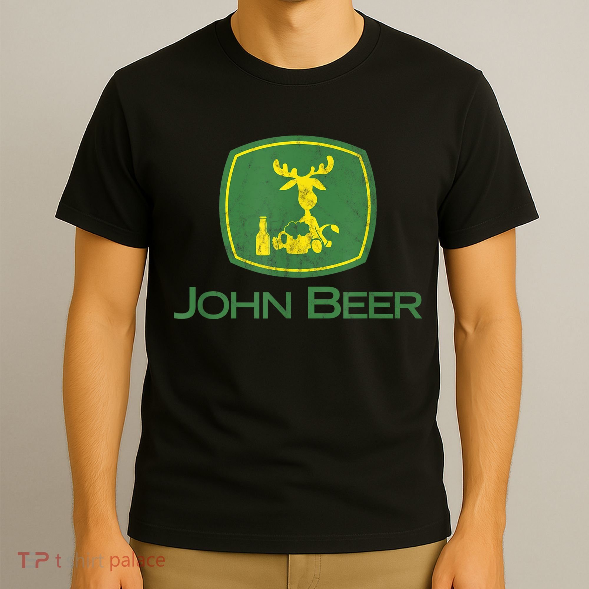 Distressed S Funny Tractor John Beer Deer Farmer T-Shirt