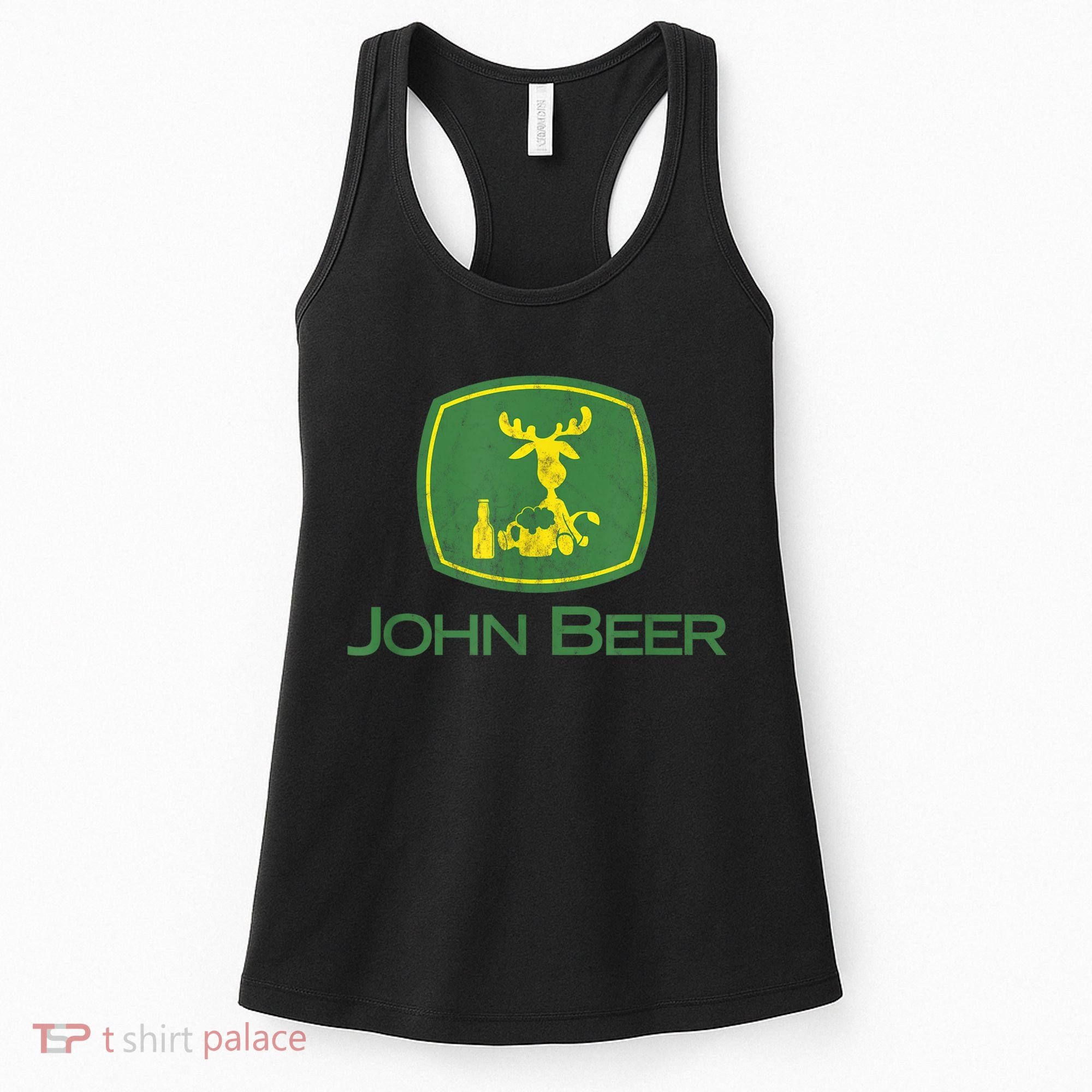 Distressed S Funny Tractor John Beer Deer Farmer Women's Tank Top