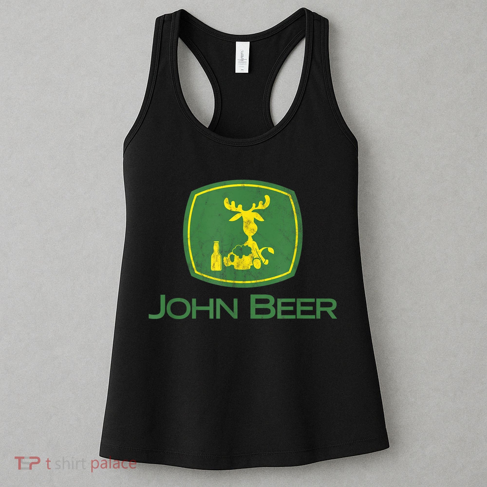 Distressed S Funny Tractor John Beer Deer Farmer Women's Tank Top