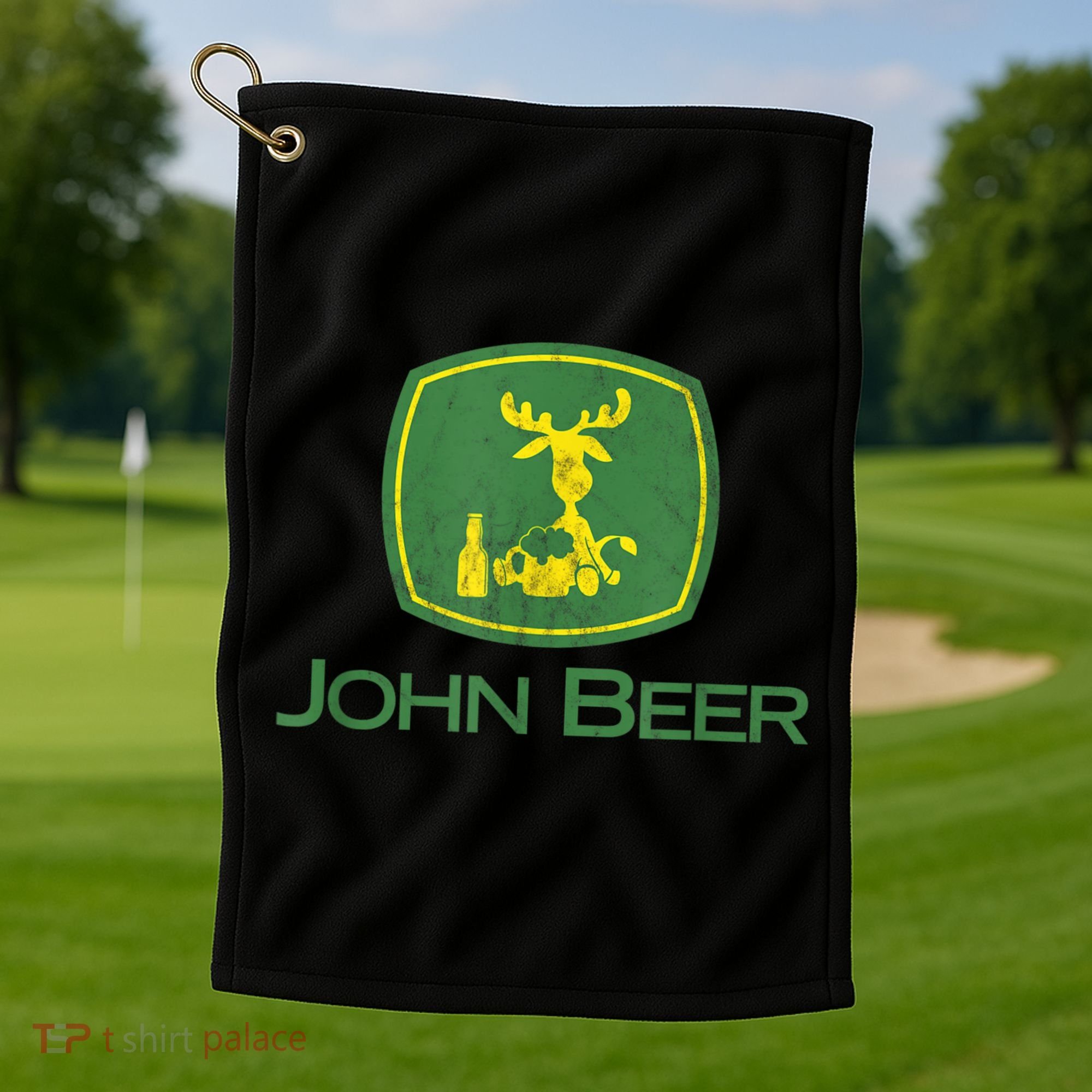 Distressed S Funny Tractor John Beer Deer Farmer Golf Towel