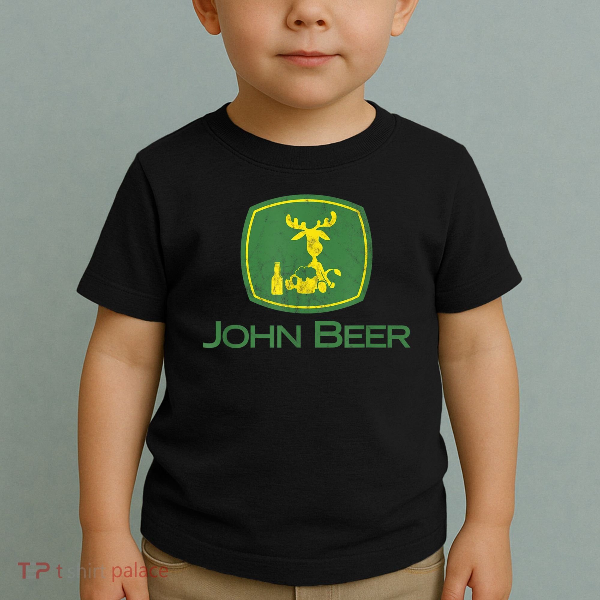 Distressed S Funny Tractor John Beer Deer Farmer Toddler T-Shirt