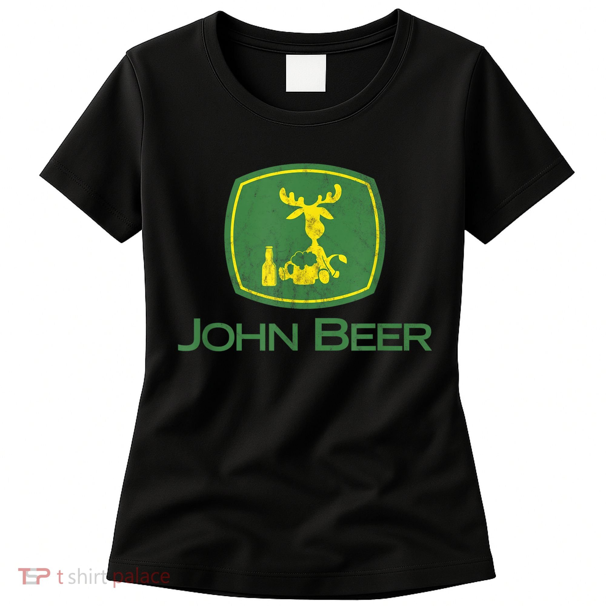 Distressed S Funny Tractor John Beer Deer Farmer Women's T-Shirt