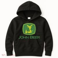 Distressed S Funny Tractor John Beer Deer Farmer Kids Hoodie thumb 0
