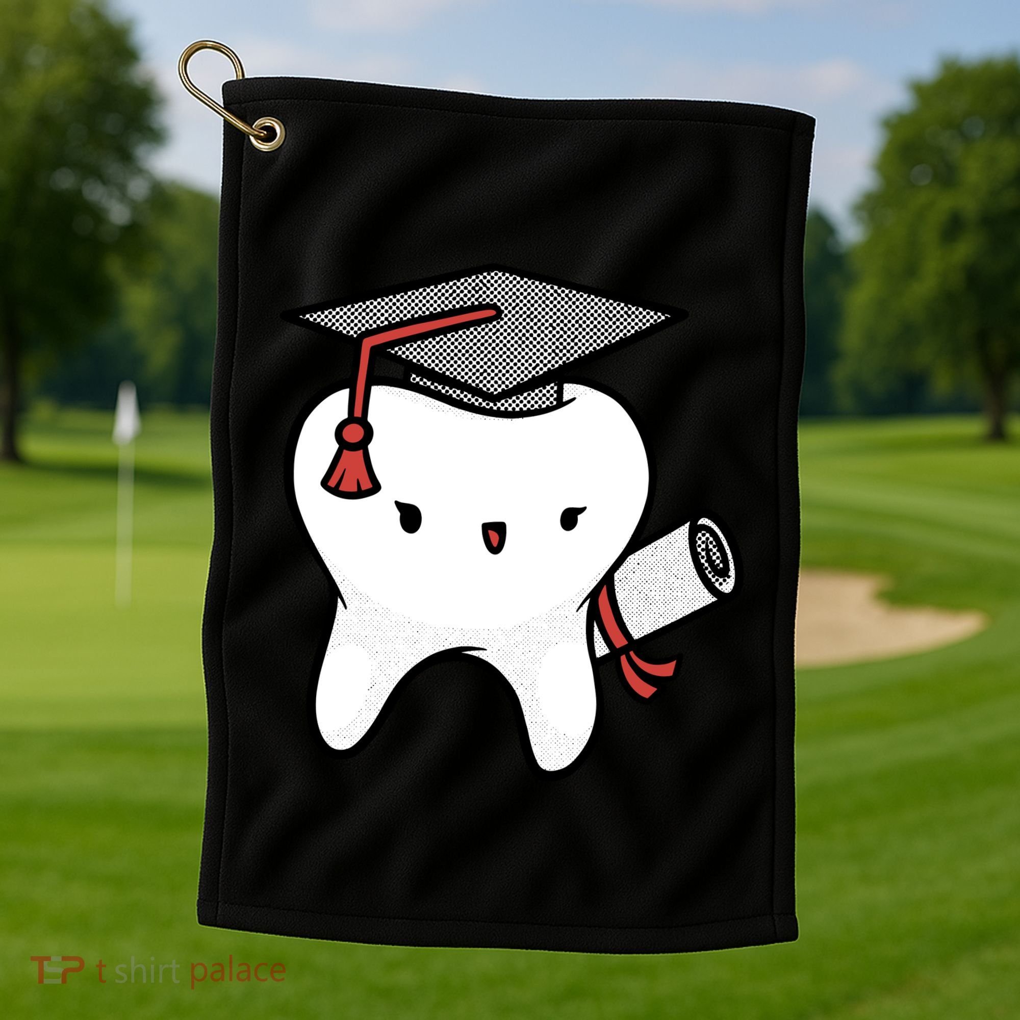 Dentist School Graduate Tooth Funny Gift Golf Towel