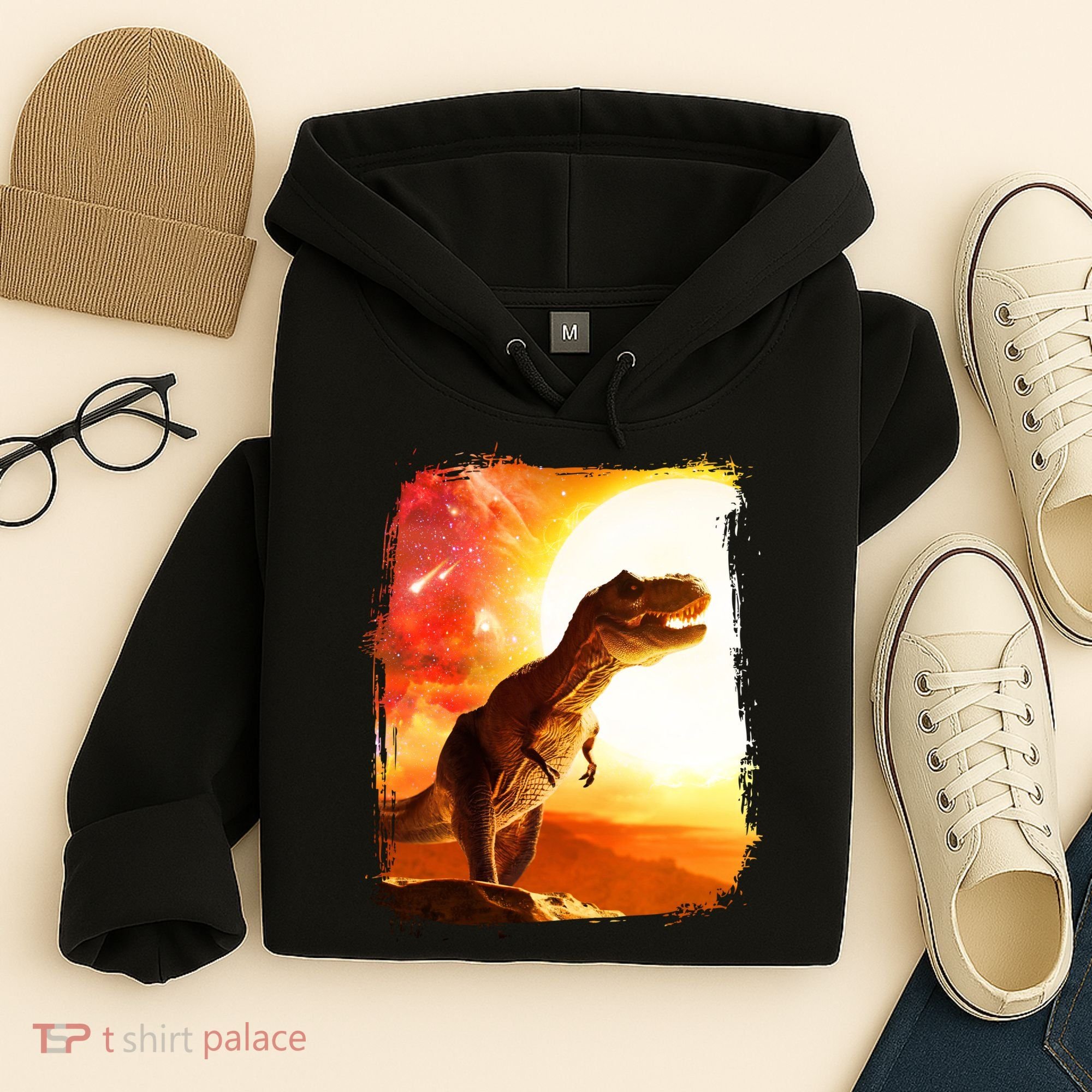 Desert Sun Galaxy Trex Dinosaur Hoodie