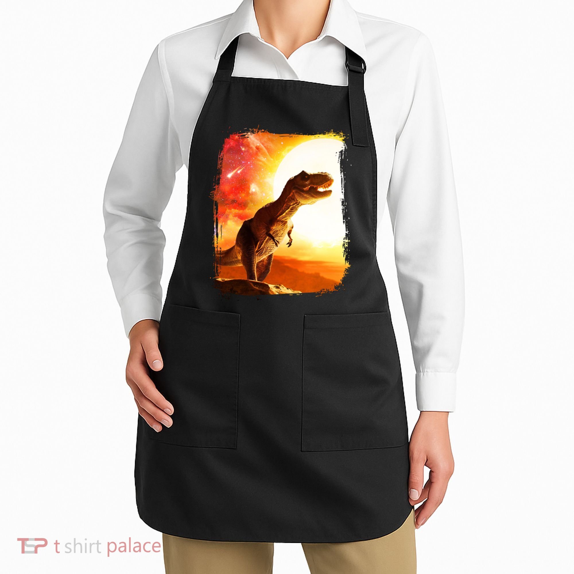 Desert Sun Galaxy Trex Dinosaur Apron