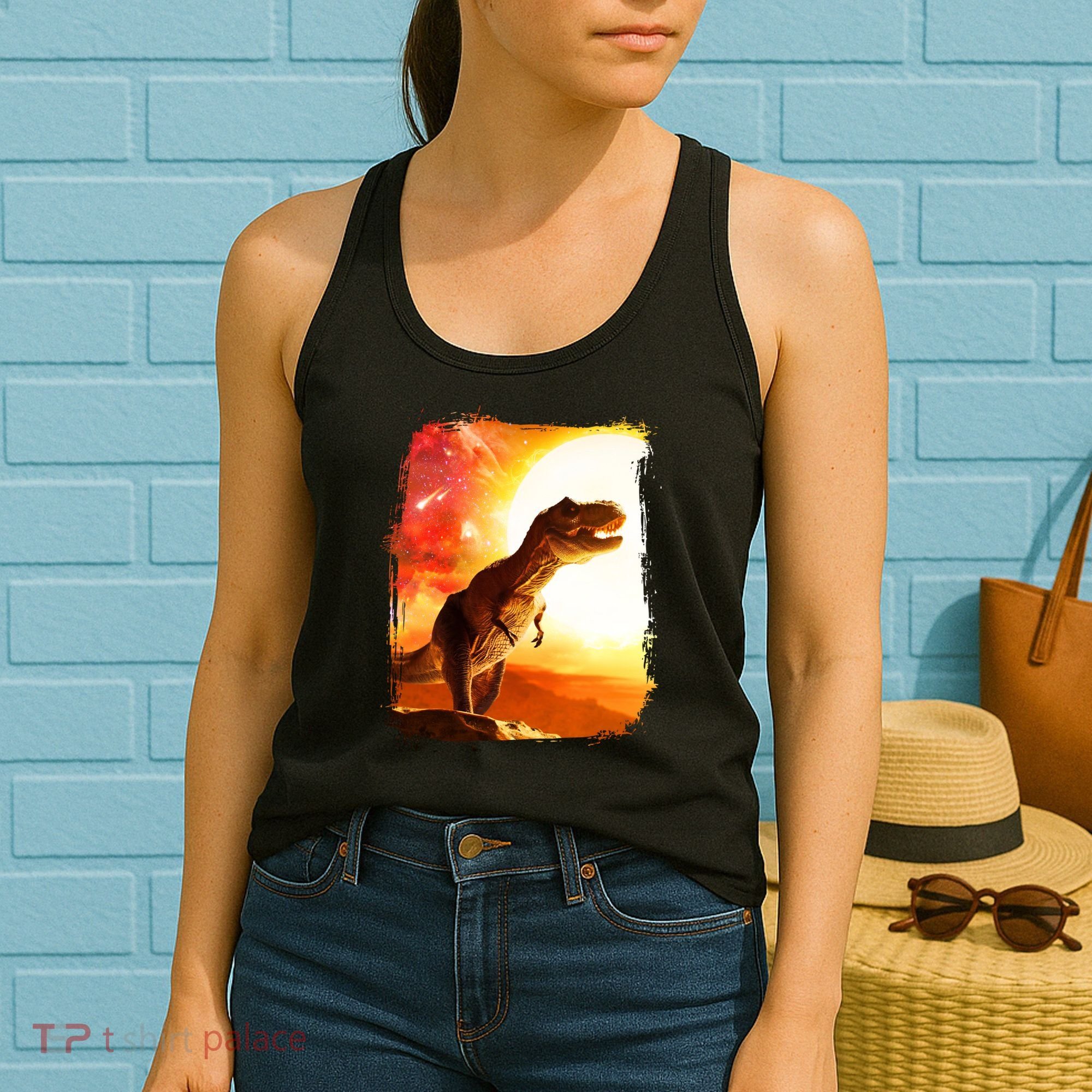 Desert Sun Galaxy Trex Dinosaur Women's Tank Top