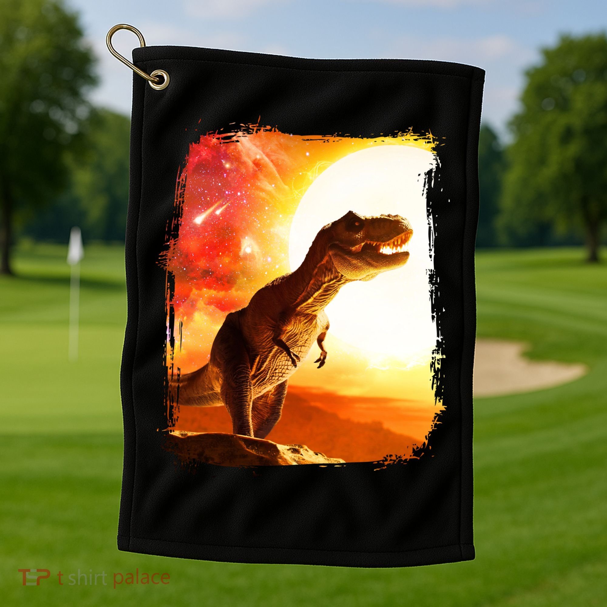 Desert Sun Galaxy Trex Dinosaur Golf Towel